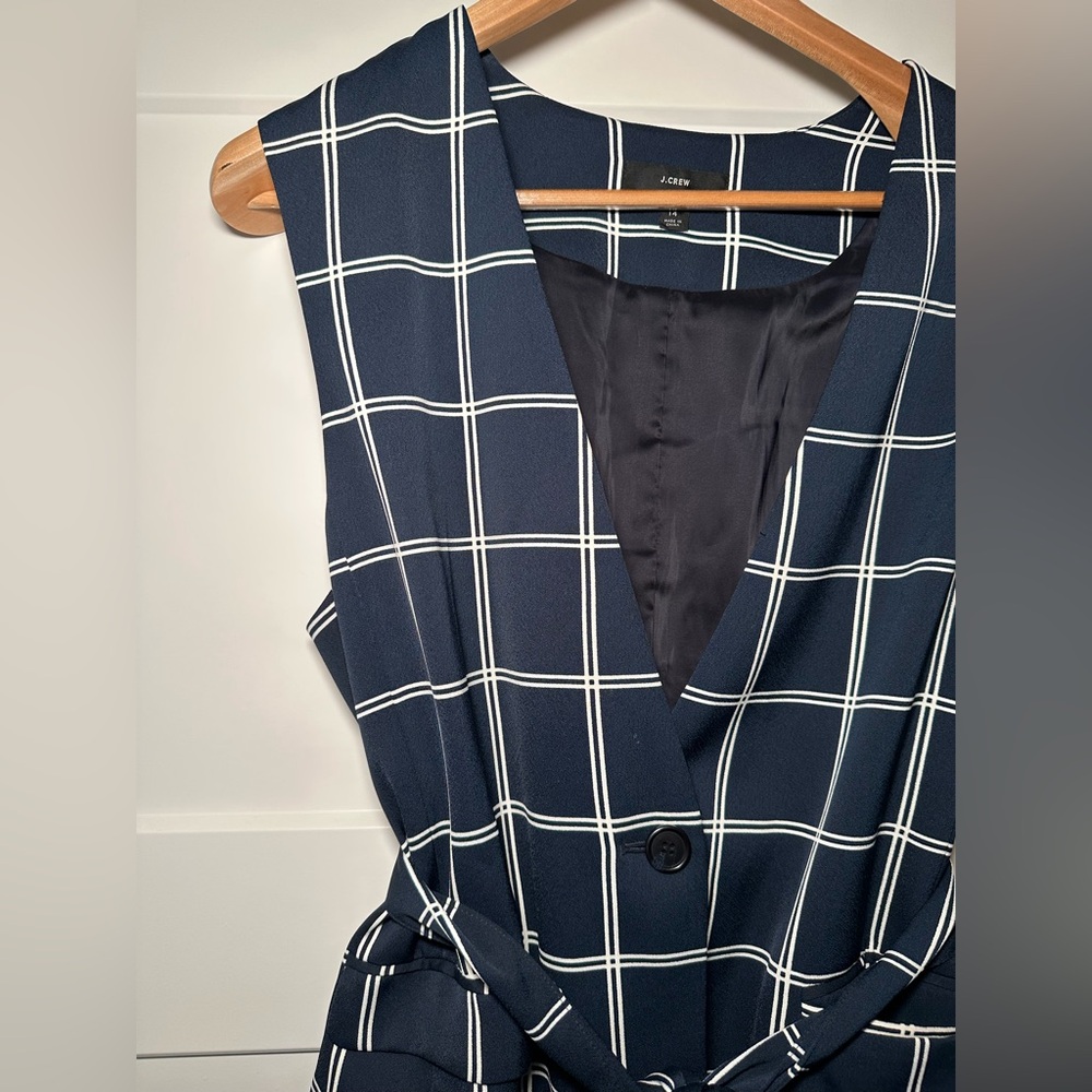 J. Crew Navy and White Plaid Sleeveless Vest - Picture 15 of 15